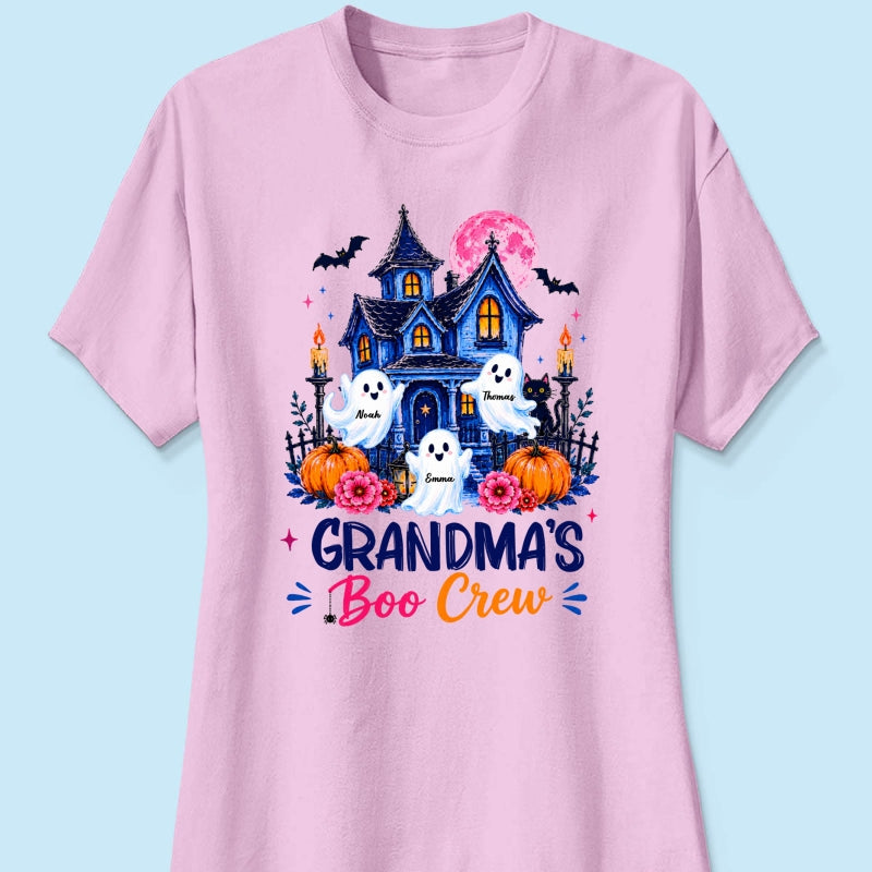 Grandma's Boo Crew Trendy Haunted House - Personalized Shirt - Halloween Shirt for Grandma