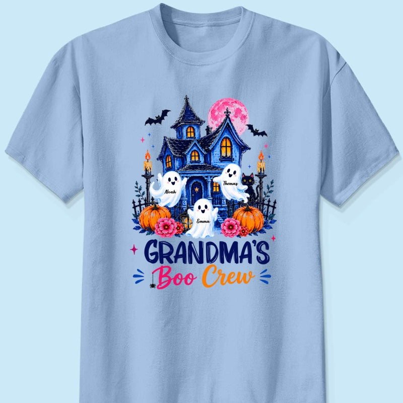 Grandma's Boo Crew Trendy Haunted House - Personalized Shirt - Halloween Shirt for Grandma