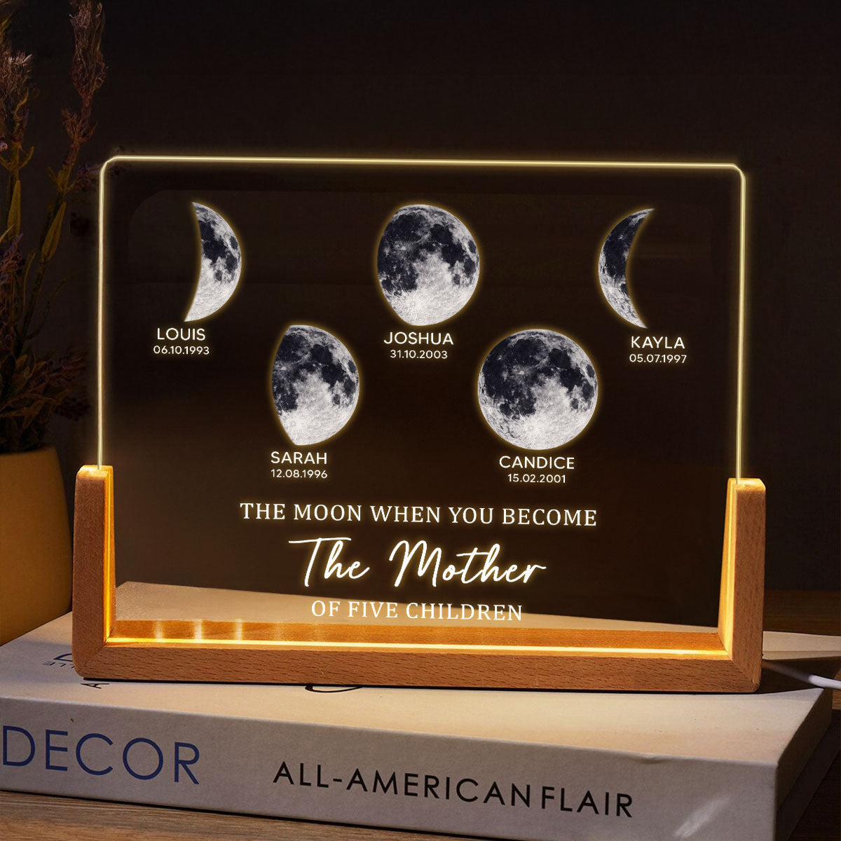 Mom Sky Moon Phase - Personalized LED Night Light - Sentimental Mother's Day Gift for Mom