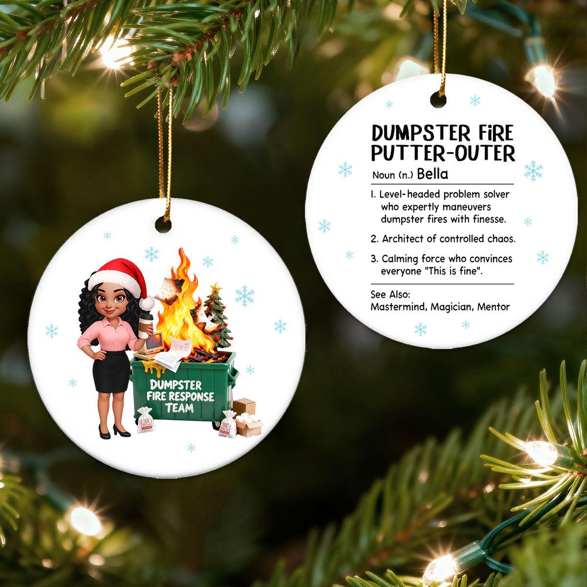 Dumpster Fire Putter-Outer Definition - Personalized Ceramic Ornament - Funny Gift For Coworkers, Boss, Supervisor
