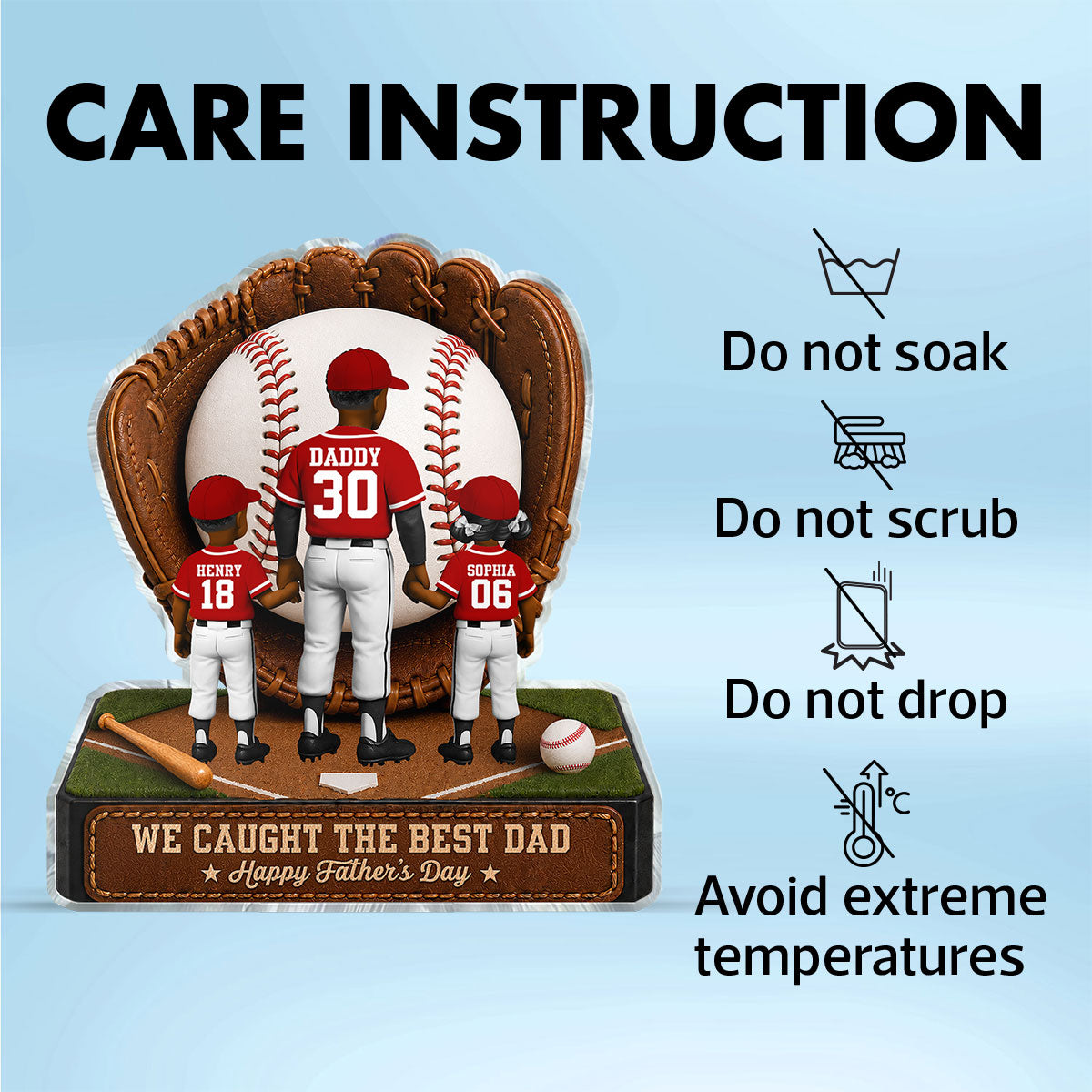 Baseball Dad Legend We Caught The Best Dad - Personalized Acrylic Block Plaque -  Gift For Dad