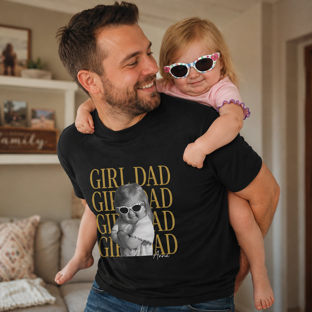 Personalized Vintage Photo Girl Dad Boy Dad - Personalized Shirt - Father's Day Gift for Dad, Husband
