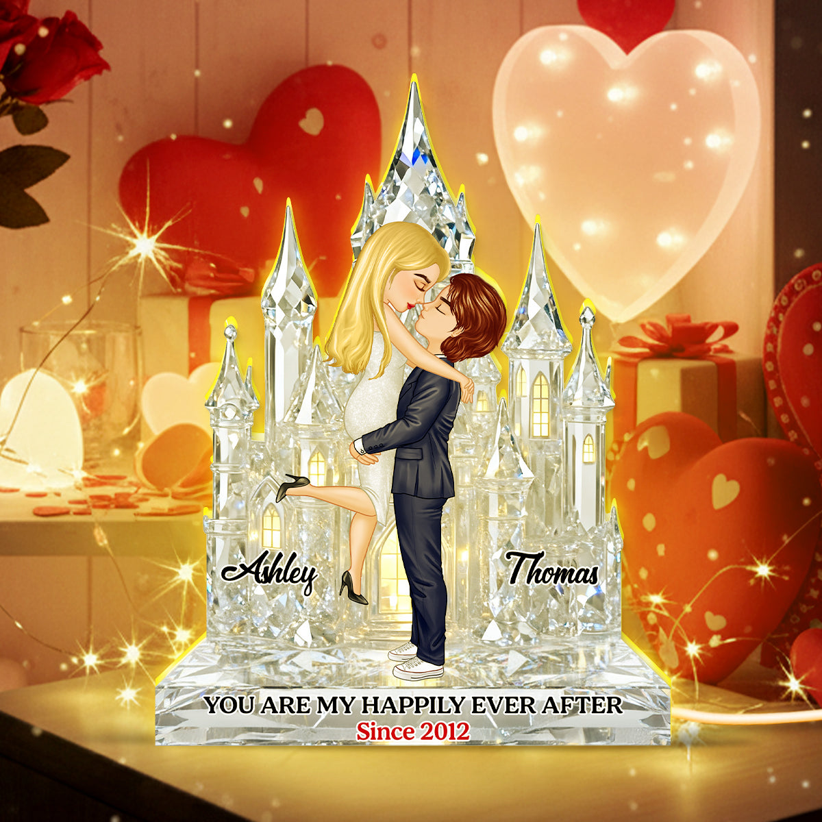 You Are My Happily Ever After Crystal Effect - Personalized Light Box - Gift for Couple, for Her, for Him
