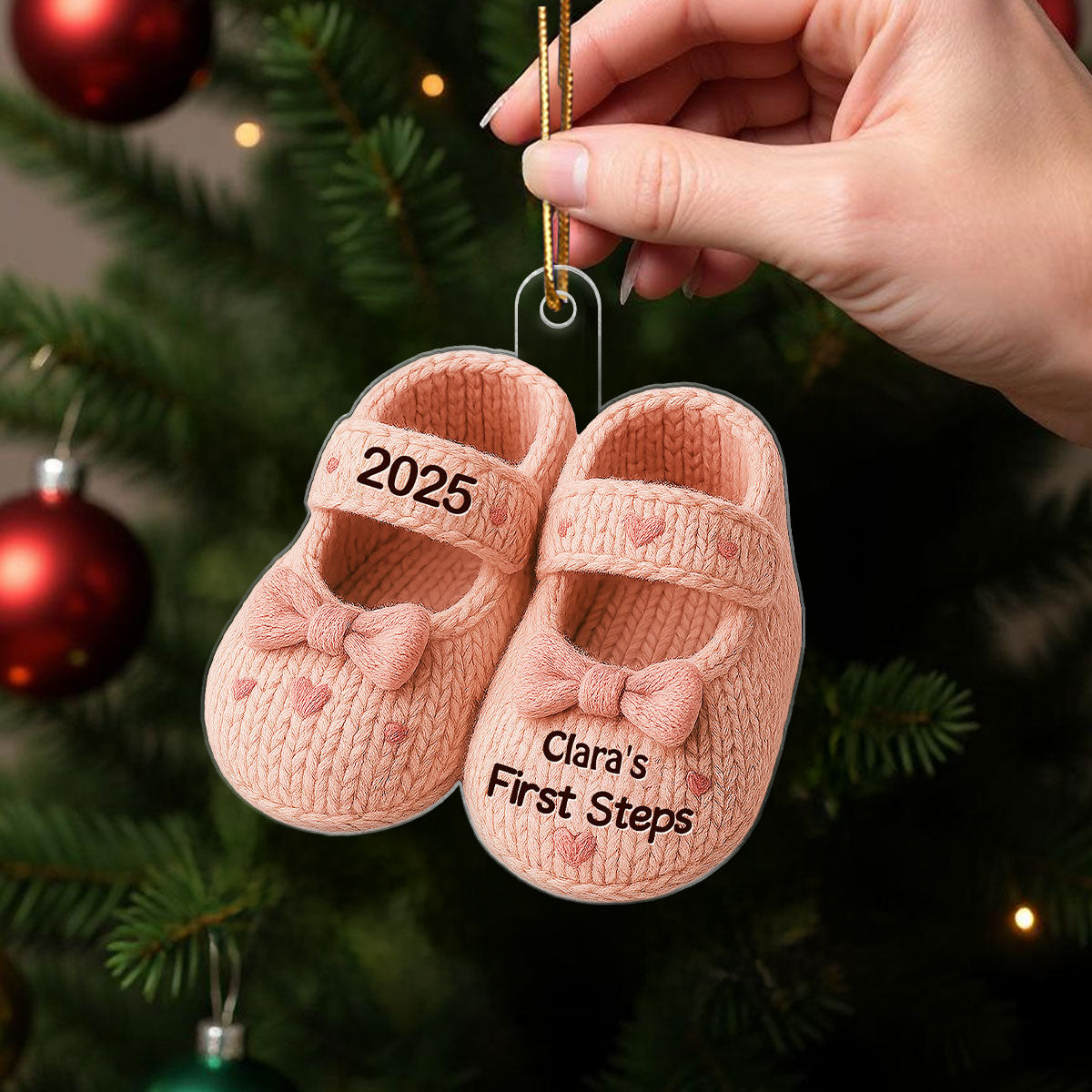 Baby First Step First Christmas Christmas Personalized Flat Acrylic Ornament