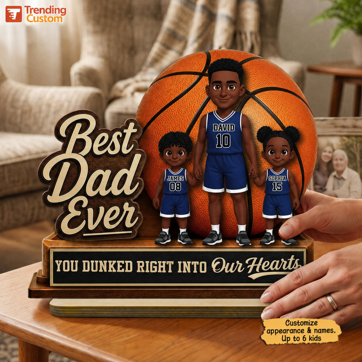 You Dunked Right Into Our Heart - Personalized 2-Layered Wooden Plaque -  Gift For Basketball Dad