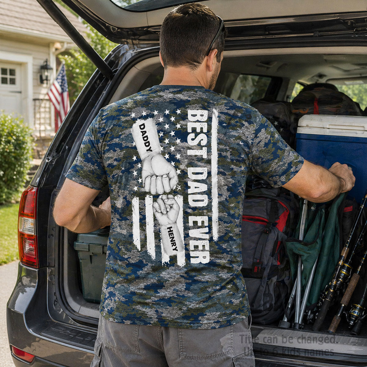 Best Dad Ever Fist Bump Nation Flag Camo Pattern - Personalized Shirt - Father's Day Gift For Husband, Dad, Grandpa