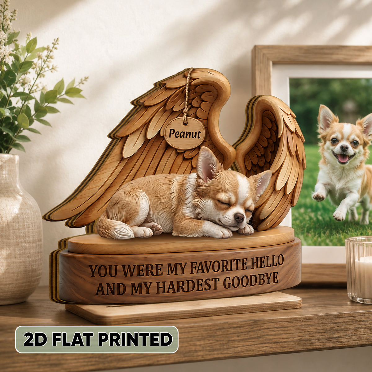 My Favorite Hello and Hardest Goodbye Pet Memorial - Personalized 2-Layered Wooden Plaque - Heartfelt Sympathy Keepsake