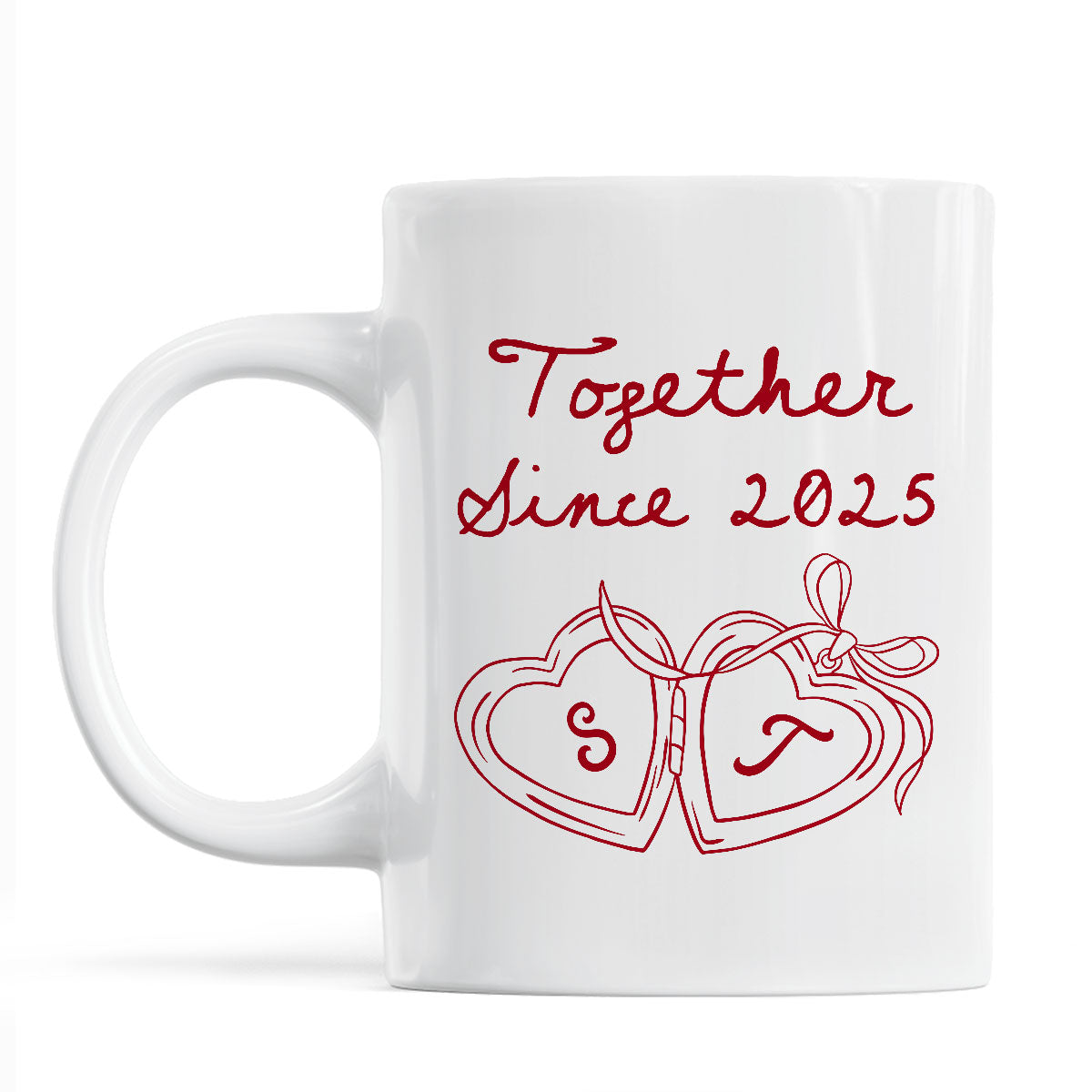 Cheers To Forever Couple Custom Heart Locket - Personalized Mug - Gift For Her, Gift For Him