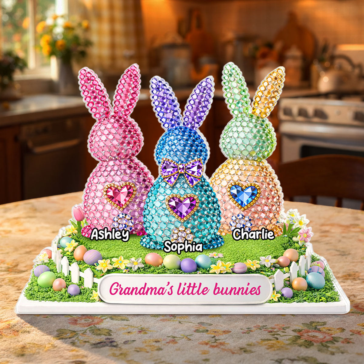 Grandma's Little Bunnies Easter - Personalized Acrylic Block Plaque - Sentimental Gift for Grandma