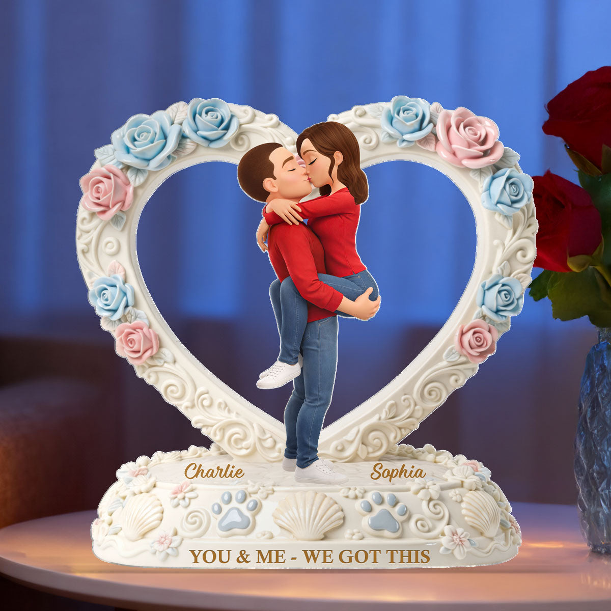You & Me We Got This Heart Rose - Personalized Acrylic Block Plaque - Anniversary, Valentine's Day Gift, Gift For Him, Gift For Her