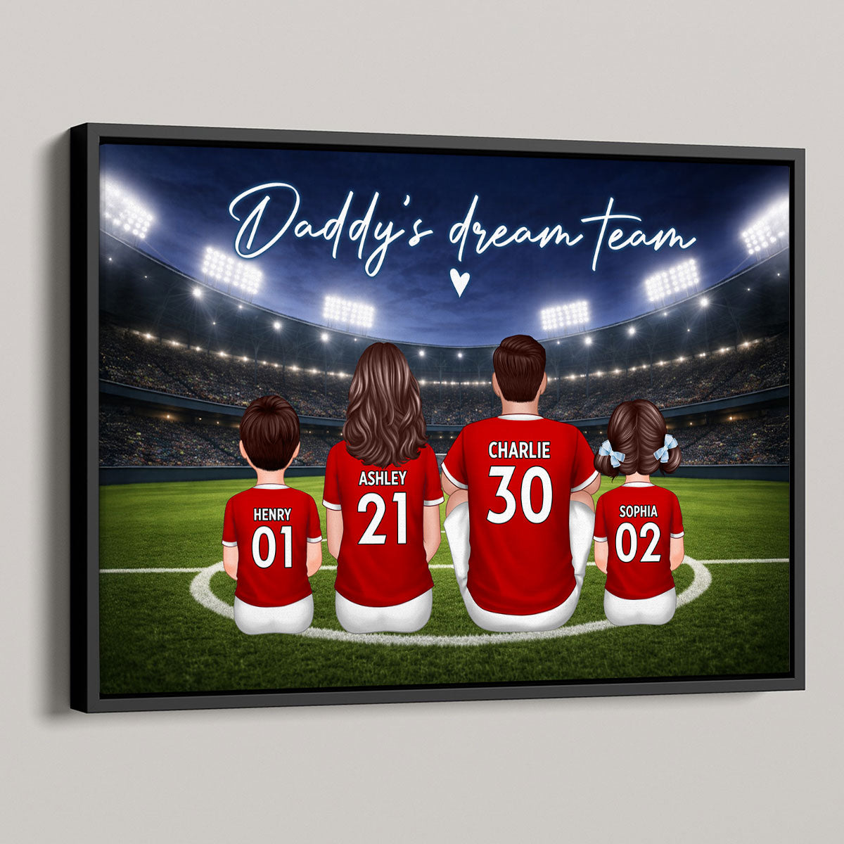 Family Soccer Daddy's Dream Team - Personalized Poster - Gift For Soccer Dad, Gift For Family