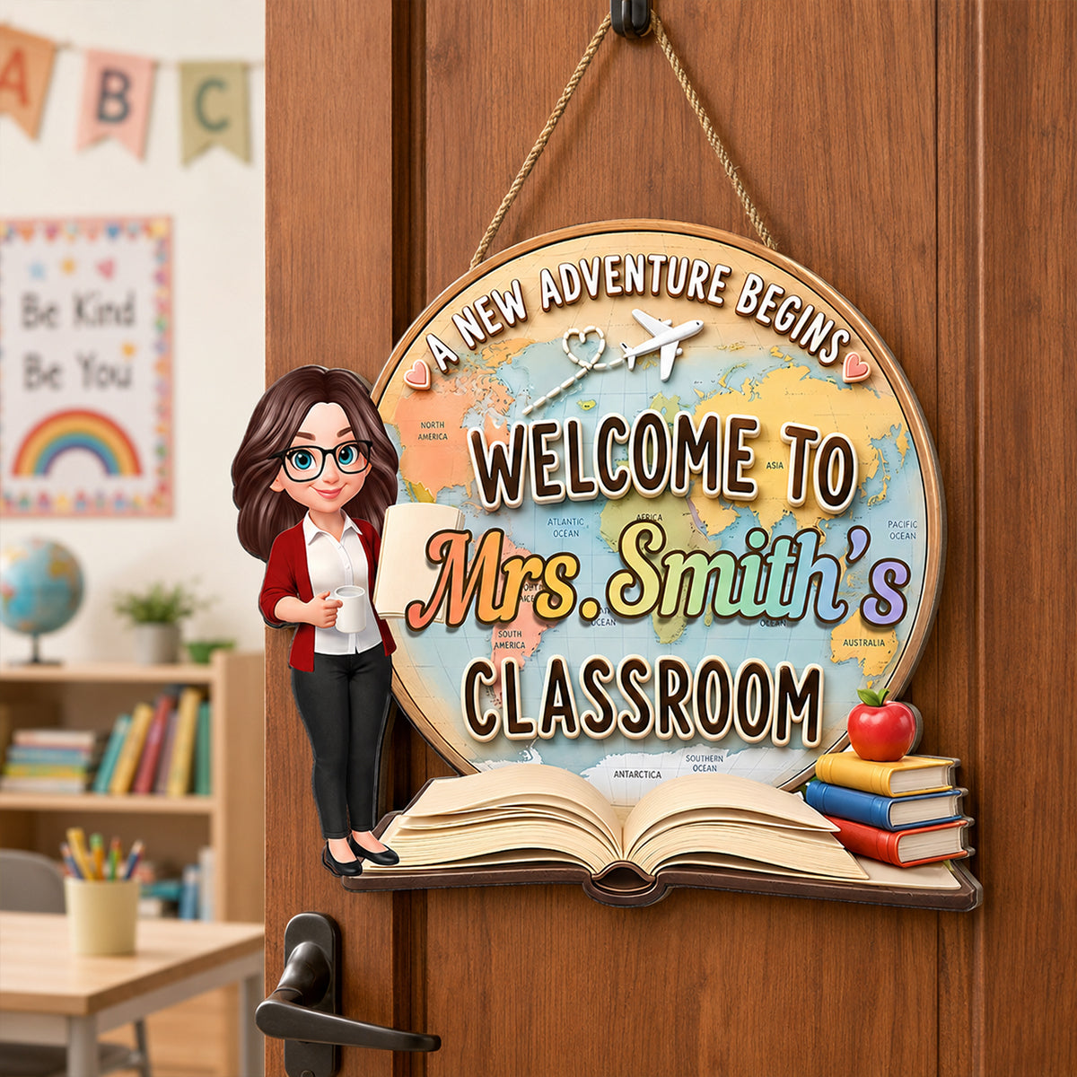 A New Adventure Begins Classroom - Personalized Wood Sign - Back To School Gift For Teachers, Classroom Decors