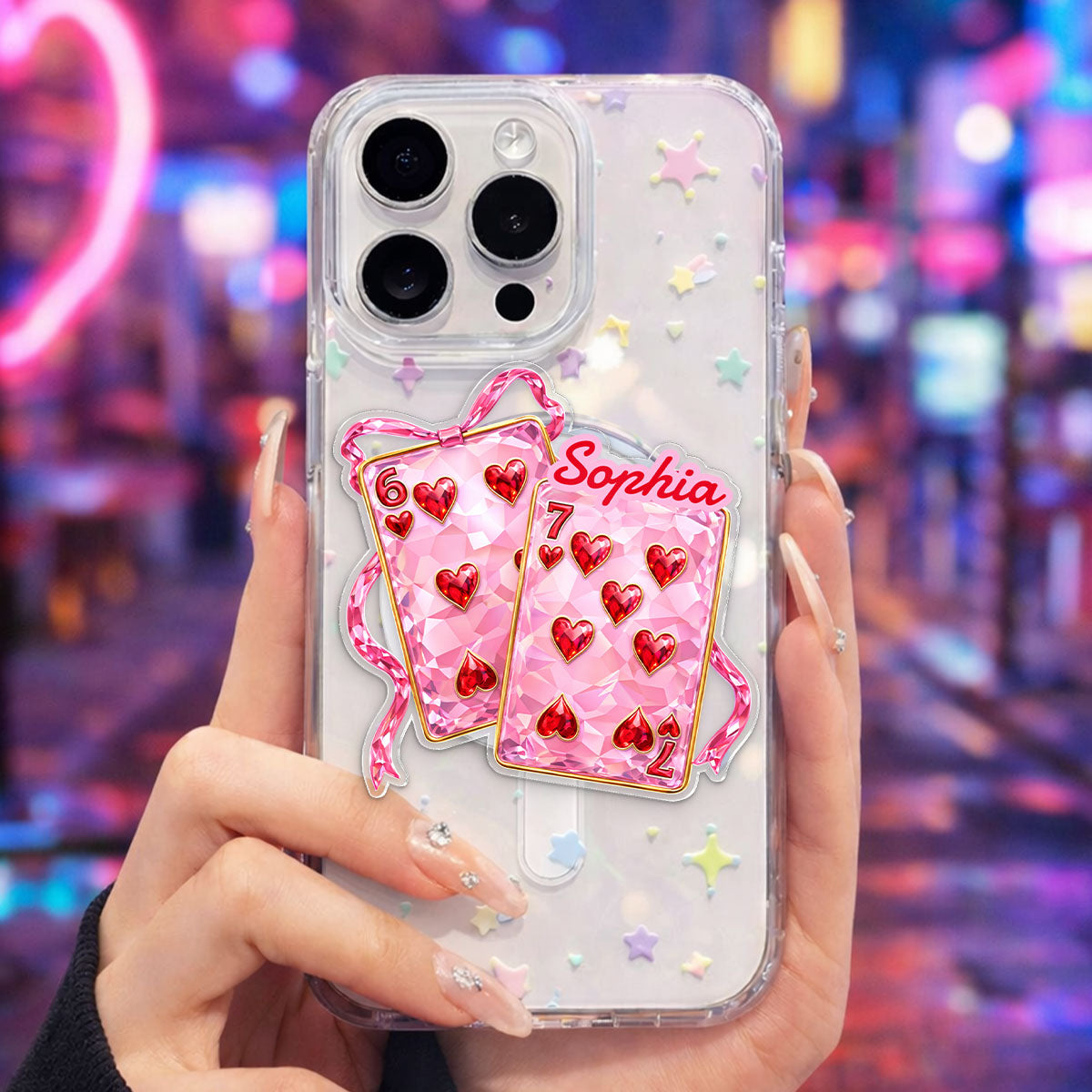 Playing Cards Valentine 6 7 Coquette - Personalized Acrylic Magnetic Phone Grip - Gift for Myself