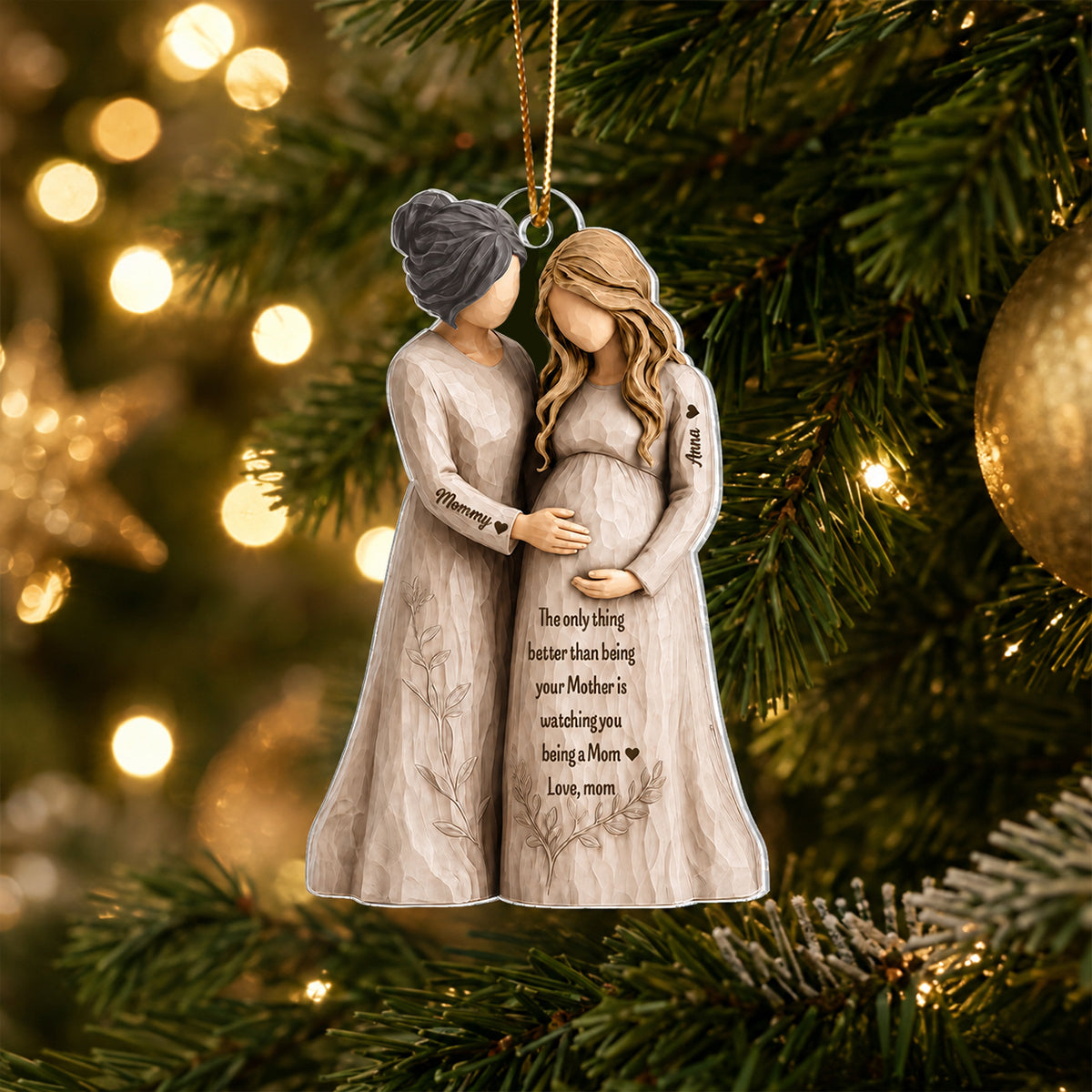 Pregnancy Announcement Mom To Mom - Personalized Acrylic Ornament - New Mom Gift, Gift For Daughter