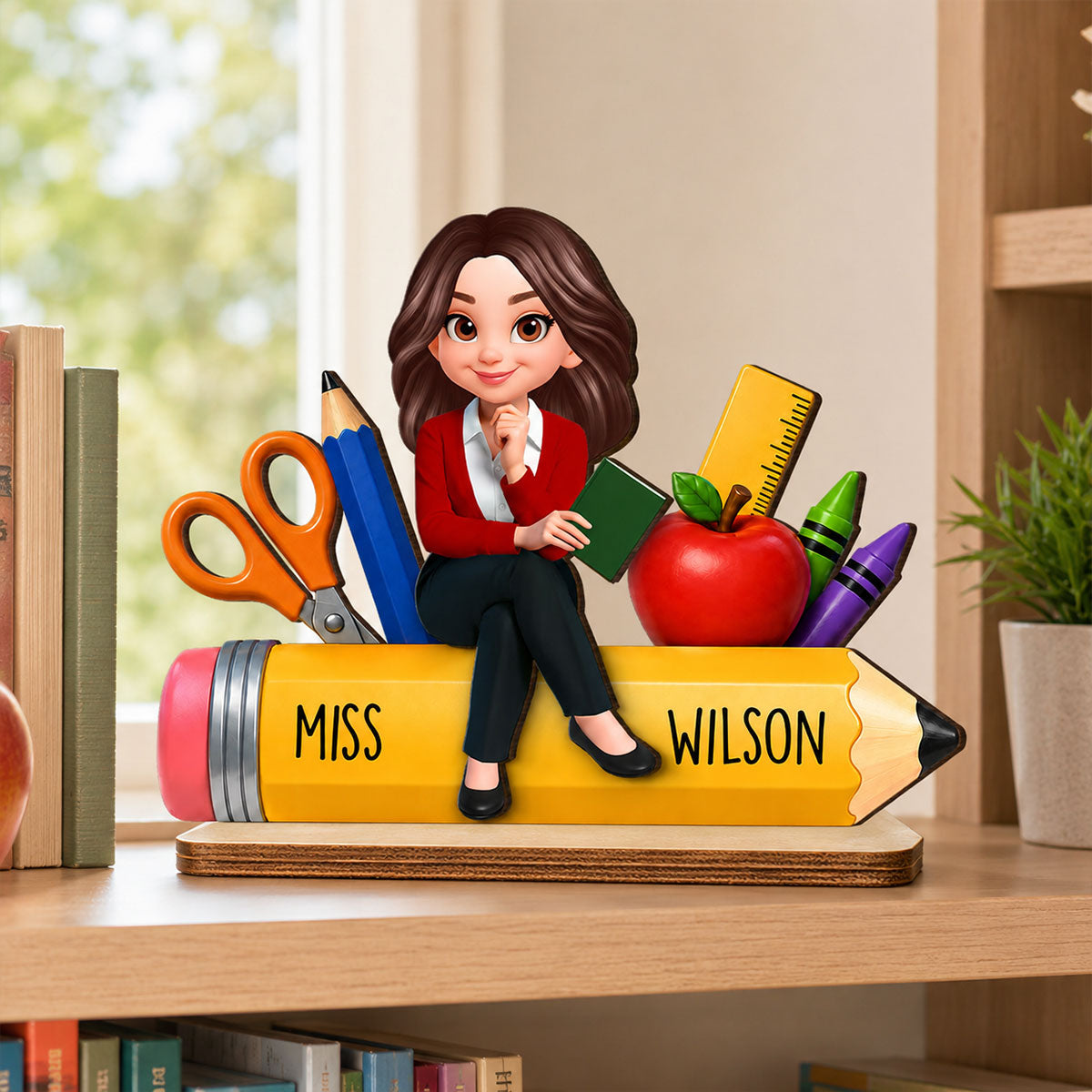 Teacher Life Pencil School Suppliers - Personalized 2-Layered Wooden Plaque - Back To School Gift For Teacher, Classroom Decor