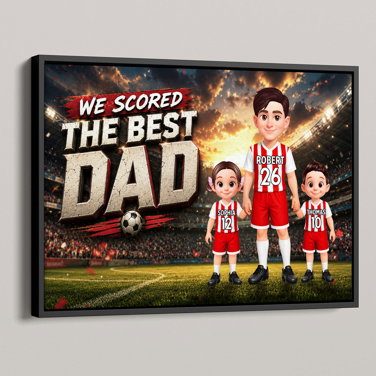 Soccer Dad & Kids Together - Personalized Poster - Father's Day Gift For Dad, Husband