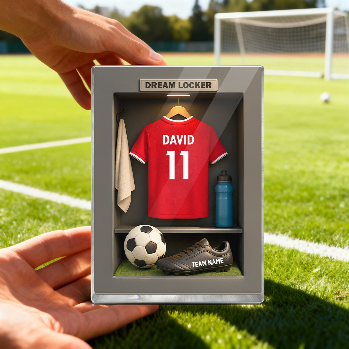 Soccer Jersey Dream Locker - Personalized Acrylic Block Plaque - Christmas Gift for Sons, Grandsons, Boyfriends