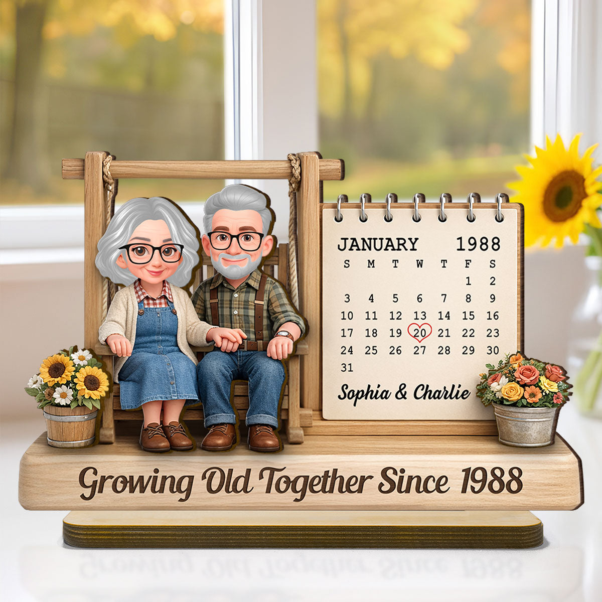 Couple Growing Old Together - Personalized Wooden Plaque - Sentimental Anniversary Gift for him, for her
