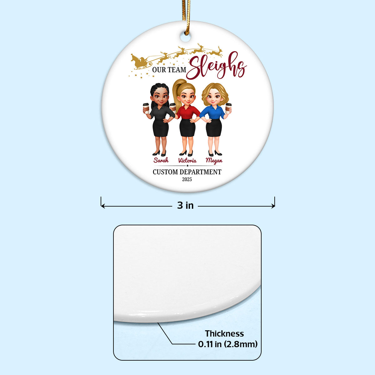 Best Team Ever Coworkers - Personalized Ceramic Ornament - Company Christmas Gift for Employees