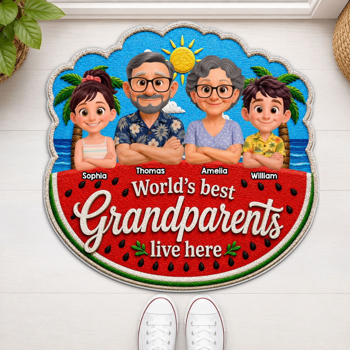 World's Best Grandparents - Personalized Doormat - Gift For Grandparents, Summer Decor