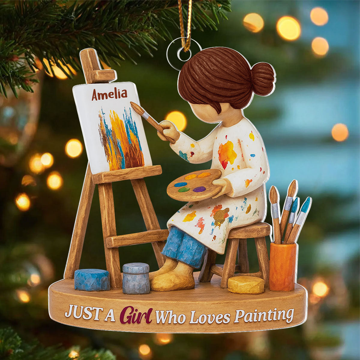 Just A Girl Who Loves Painting - Personalized Acrylic Ornament, Thoughtful Christmas Gift for Artist, Painter, Art Teacher Decor