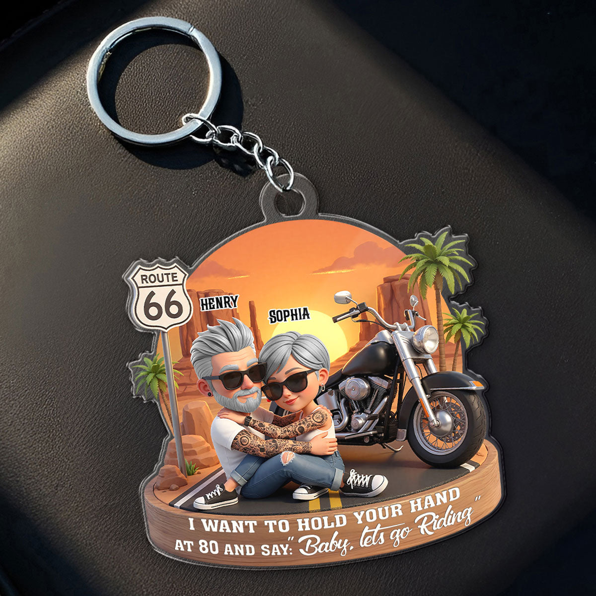 Baby Let's Go Riding Biker Couple - Personalized Acrylic Keychain - Sentimental Gift for him, for her