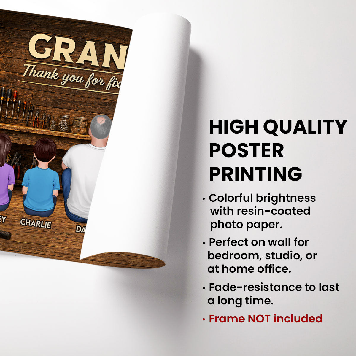 Grandpa Thanks For Fixing Everything - Personalized Poster - Father's Day Gift For Grandpa, DIY Man, Handyman