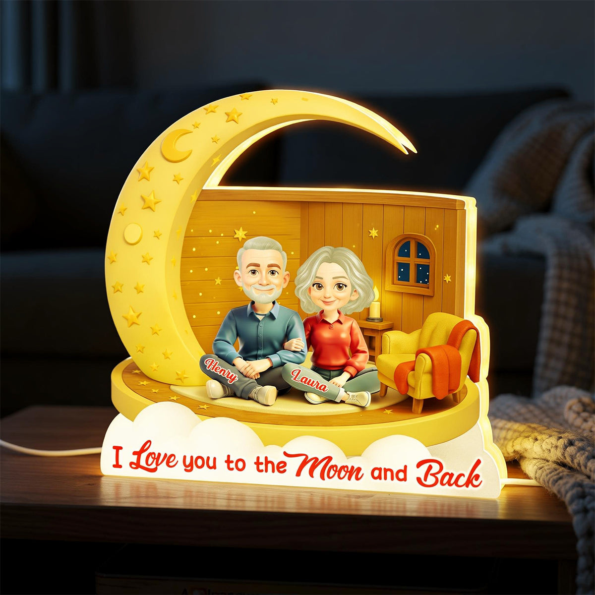 I Love You To The Moon And Back - Personalized Light Box - Gift for Couple, for Him, for Her