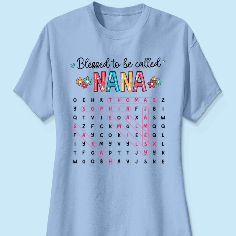 Blessed To Be Called Grandma Word Search Puzzle - Personalized Shirt - Mother's Day Gift For Grandma Mom