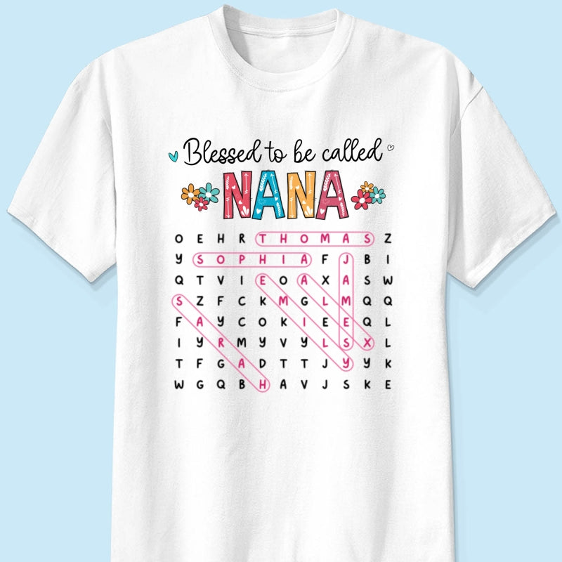 Blessed To Be Called Grandma Word Search Puzzle - Personalized Shirt - Mother's Day Gift For Grandma Mom