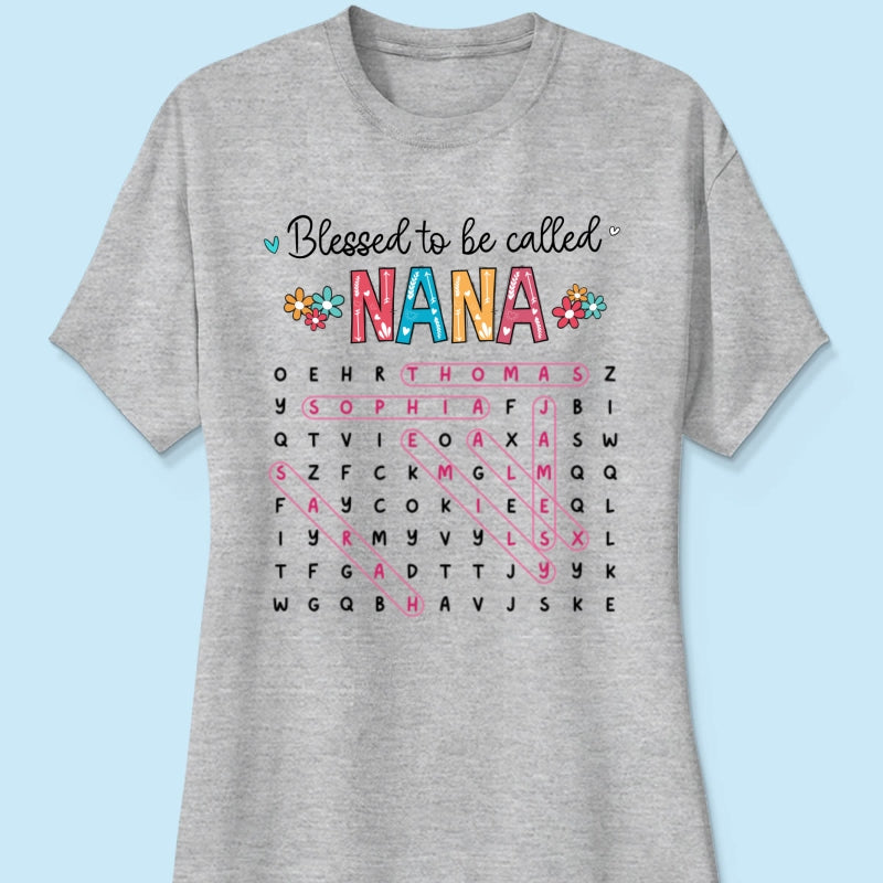 Blessed To Be Called Grandma Word Search Puzzle - Personalized Shirt - Mother's Day Gift For Grandma Mom