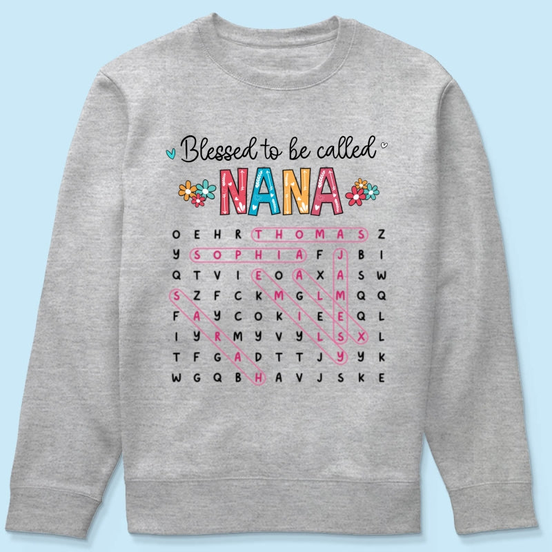 Blessed To Be Called Grandma Word Search Puzzle - Personalized Shirt - Mother's Day Gift For Grandma Mom