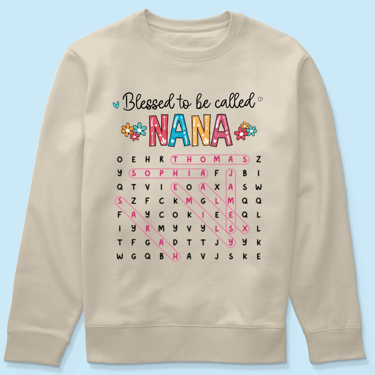 Blessed To Be Called Grandma Word Search Puzzle - Personalized Shirt - Mother's Day Gift For Grandma Mom