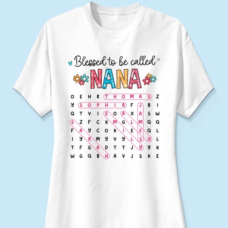 Blessed To Be Called Grandma Word Search Puzzle - Personalized Shirt - Mother's Day Gift For Grandma Mom