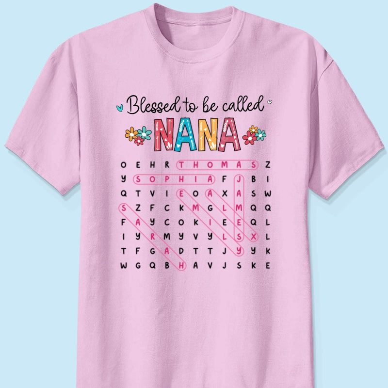 Blessed To Be Called Grandma Word Search Puzzle - Personalized Shirt - Mother's Day Gift For Grandma Mom