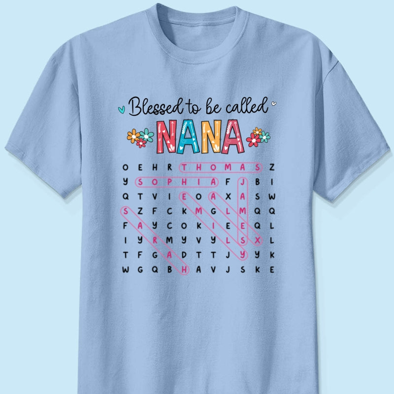Blessed To Be Called Grandma Word Search Puzzle - Personalized Shirt - Mother's Day Gift For Grandma Mom