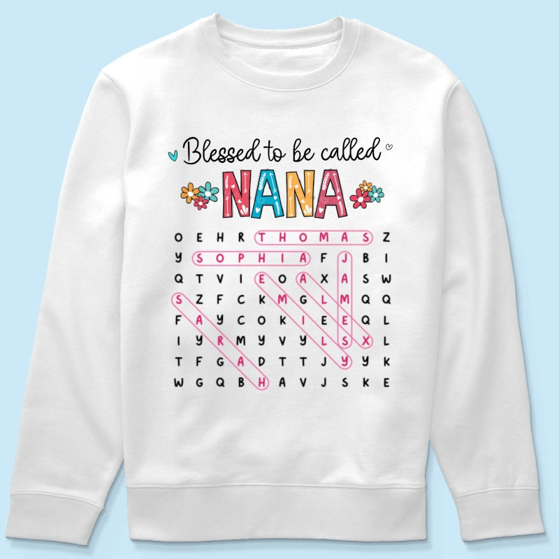 Blessed To Be Called Grandma Word Search Puzzle - Personalized Shirt - Mother's Day Gift For Grandma Mom