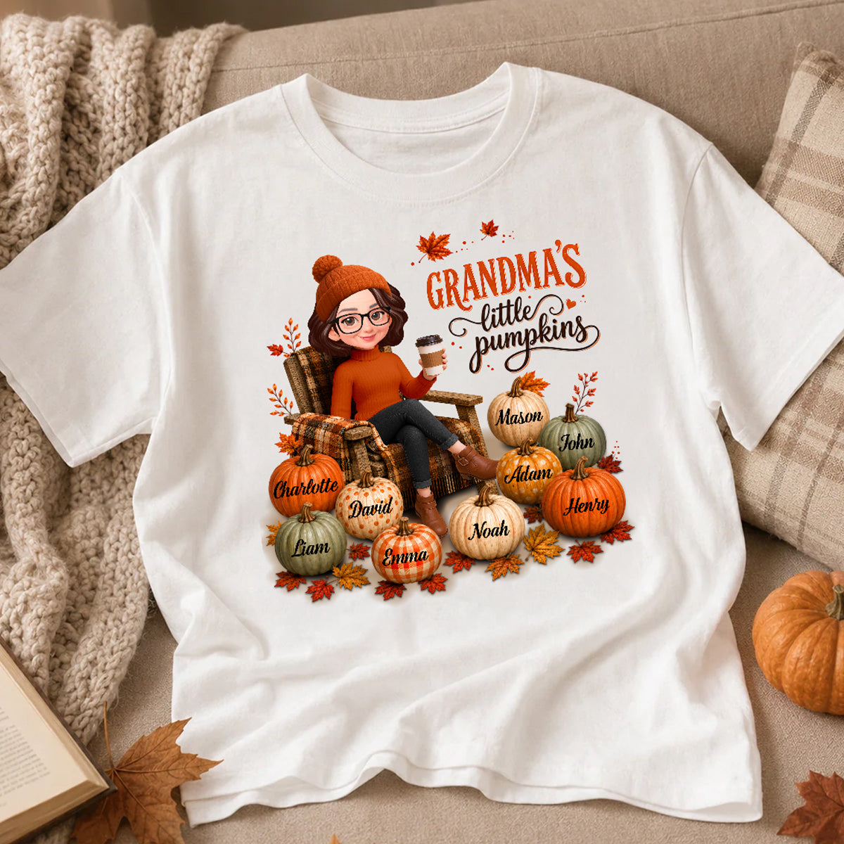 Grandma's Little Pumpkins - Personalized Shirt - Trendy Fall Tee for Grandma