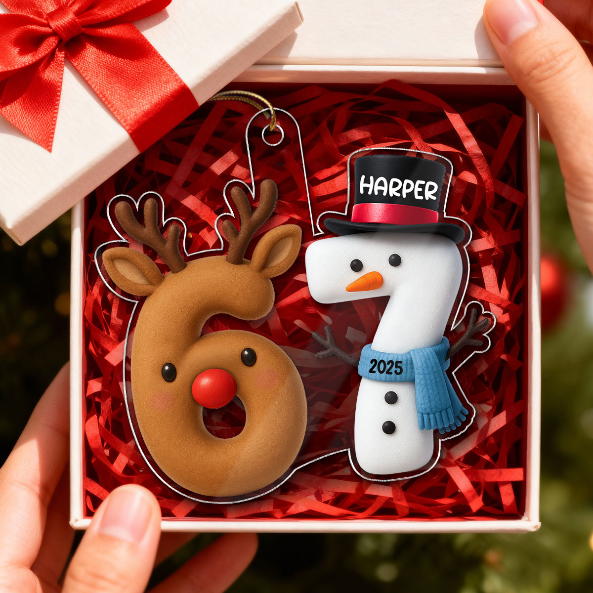3D Shining Effect 67 Six Seven 2025 Slang Christmas - Personalized Acrylic Ornament - Funny Christmas Gift For Teen, Grandkid, Gen Alpha