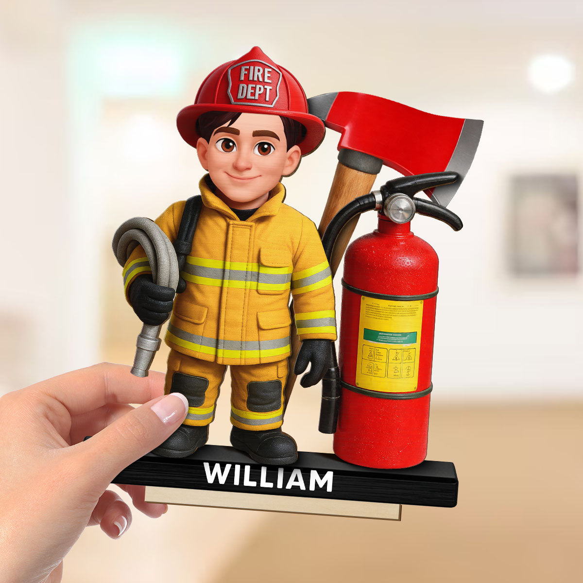 Proud Firefighter - Personalized 2-Layered Wooden Plaque - Gift For Firefighters