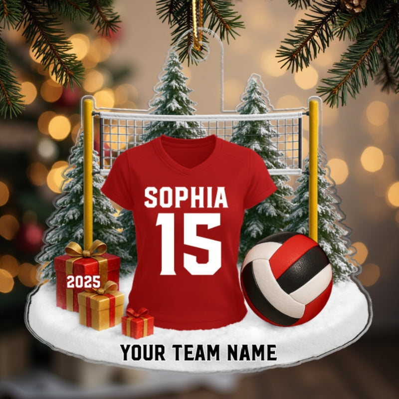 3D Effect Volleyball Player Uniform - Personalized Acrylic Ornament - Christmas Gift For Volleyball Players, School Volleyball Team