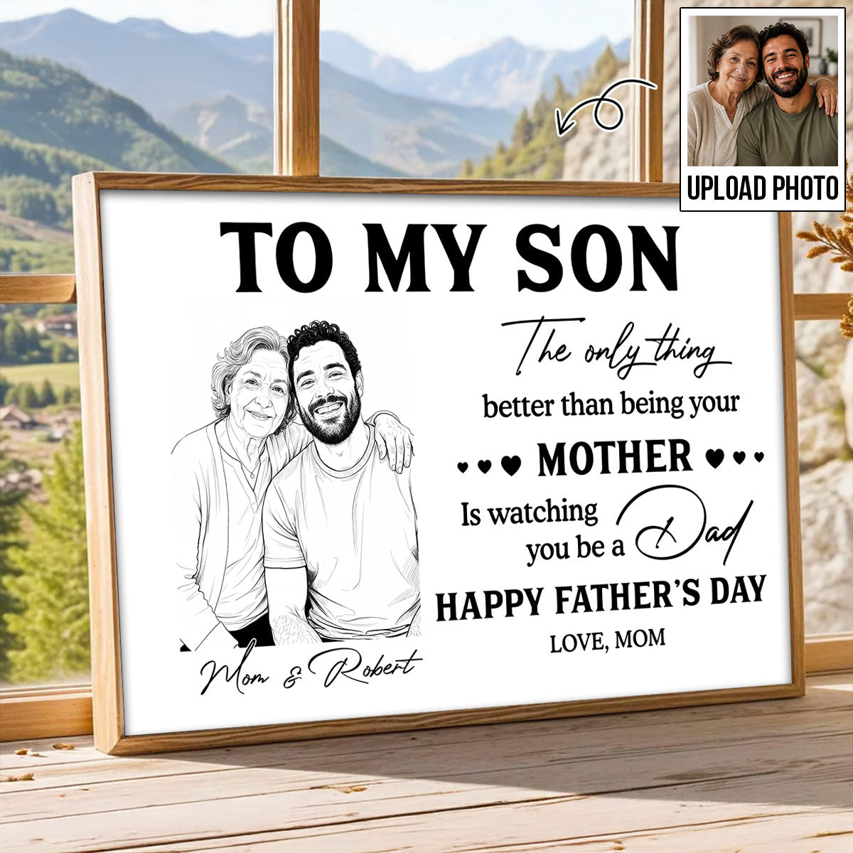 Pencil Sketch Art Style To My Son From Mom - Personalized Poster - Father's Day Gift For Son