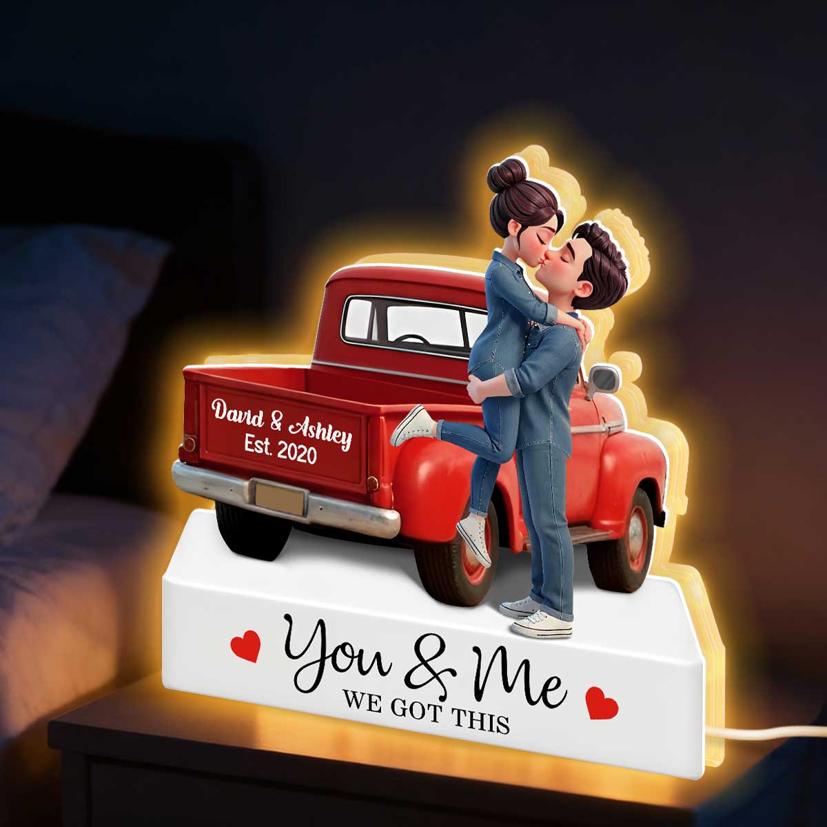 Romantic Couple Pickup Truck You & Me We Got This - Personalized Light Box - Valentine's Day Gift For Couple, Farmhouse Decor