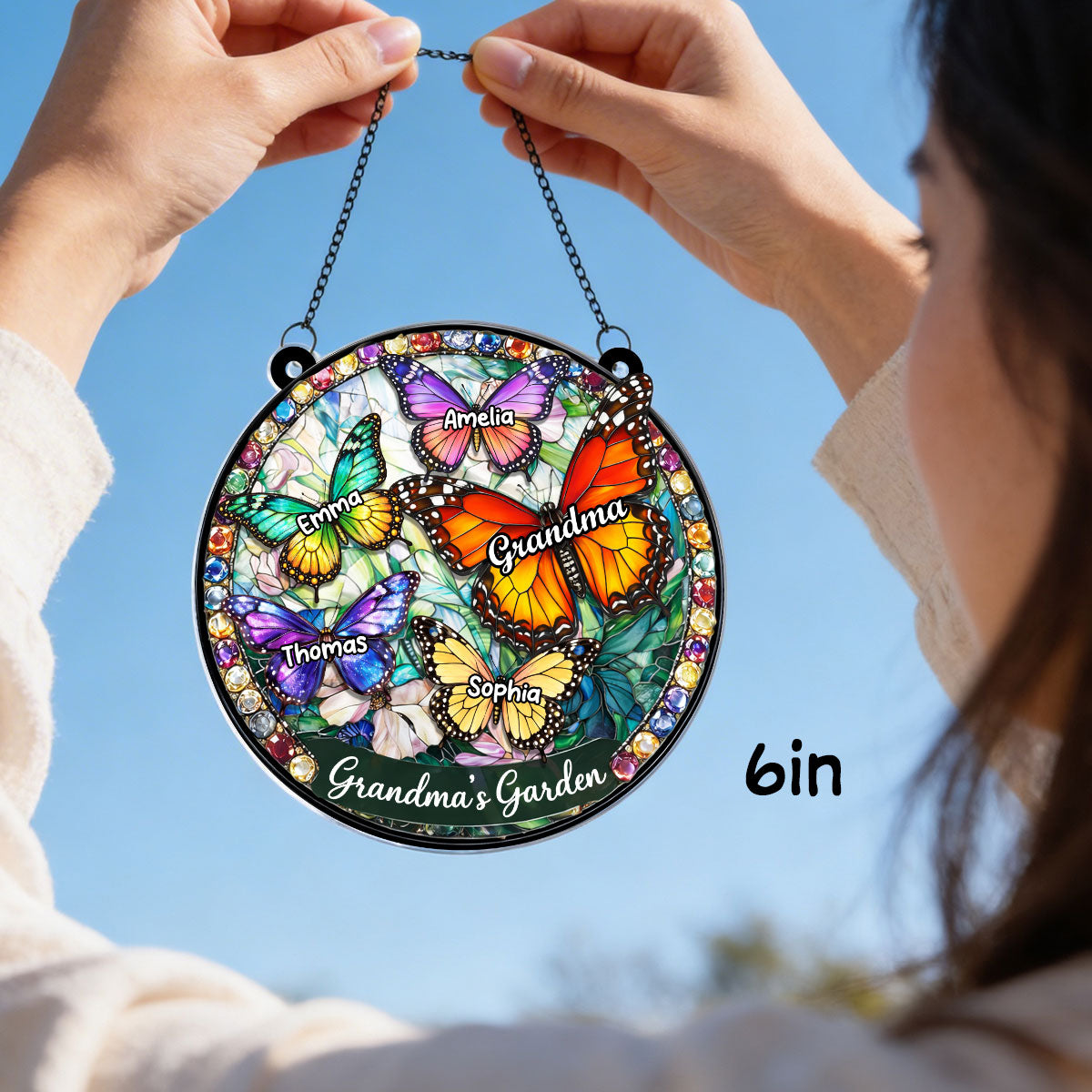 Grandma's Garden Butterflies - Personalized Suncatcher - Heartfelt Mother's Day Gift for Grandma, Mom