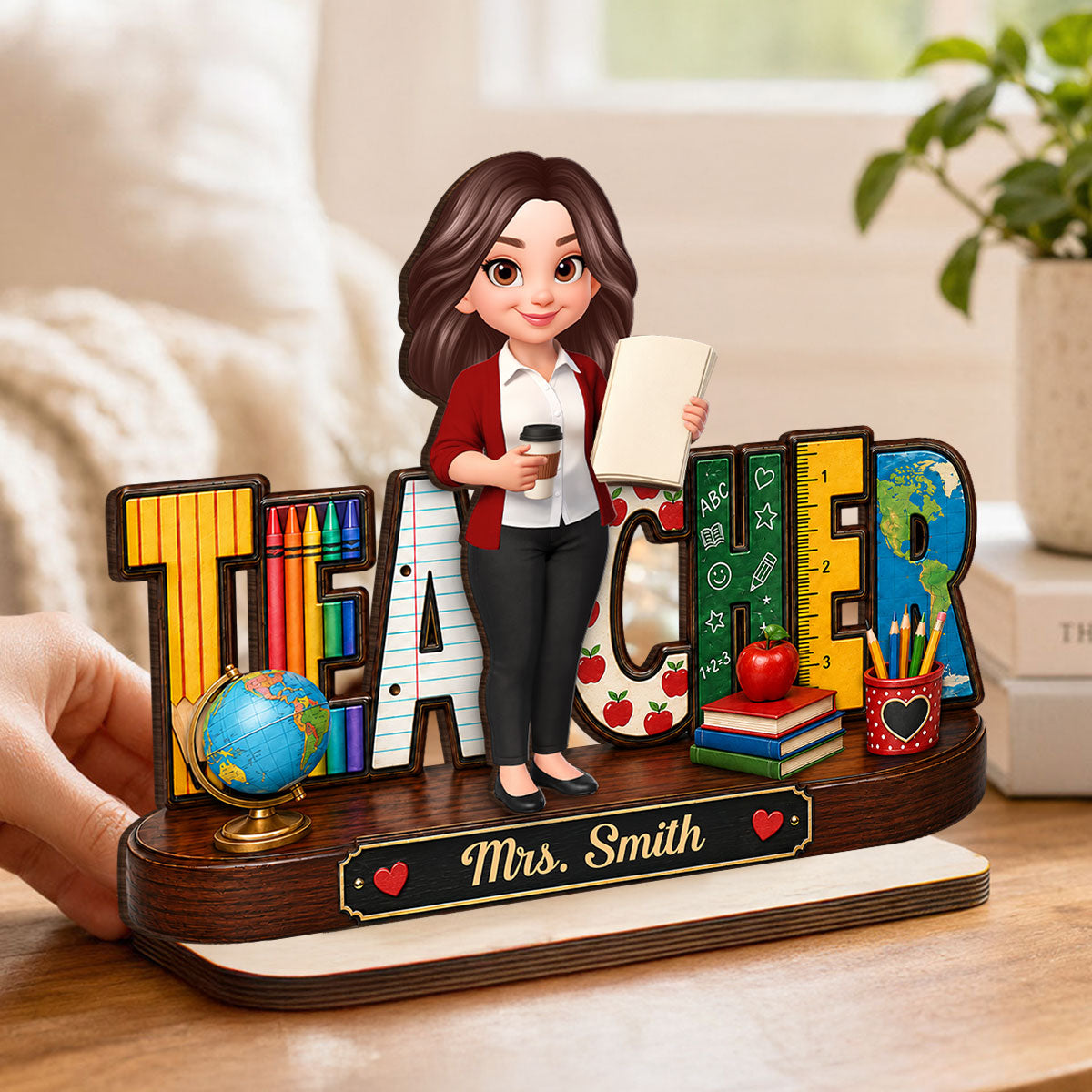 Cute Teacher Things - Personalized 2-Layered Wooden Plaque - Back To School Gift For Teacher, Classroom Decor