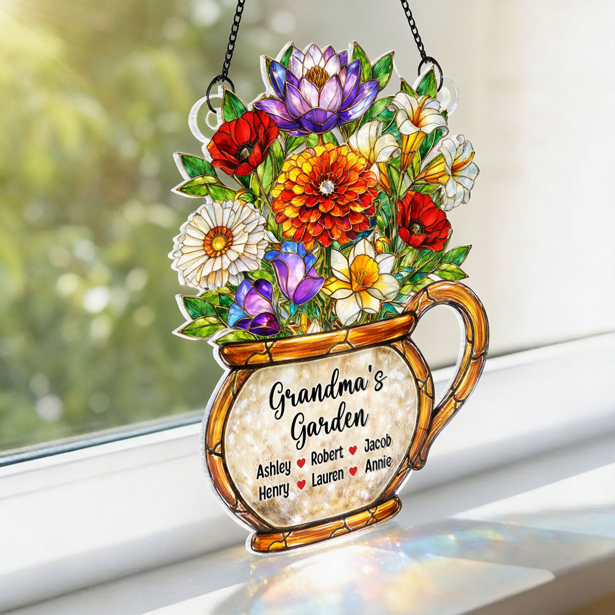 Grandma's Garden Birth Flowers - Personalized Suncatcher - Sentimental Mother's Day Gift for Grandma, Mom, Wife