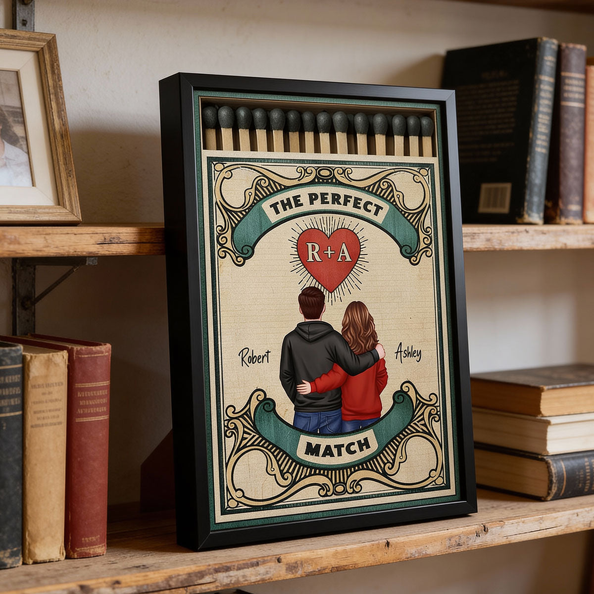 Retro Vintage Nostalgia Romance The Perfect Match Couple Matchbox - Personalized Poster - Heartfelt Gift For Couple