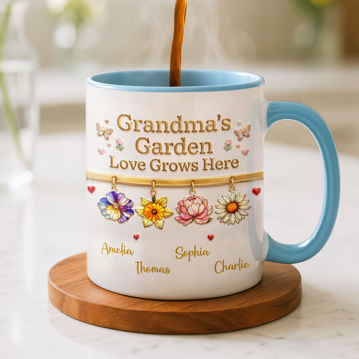 Grandma's Garden Love Grows Here, Custom Birth Flower - Personalized Mug - Mother's Day Gift for Grandma, Mom