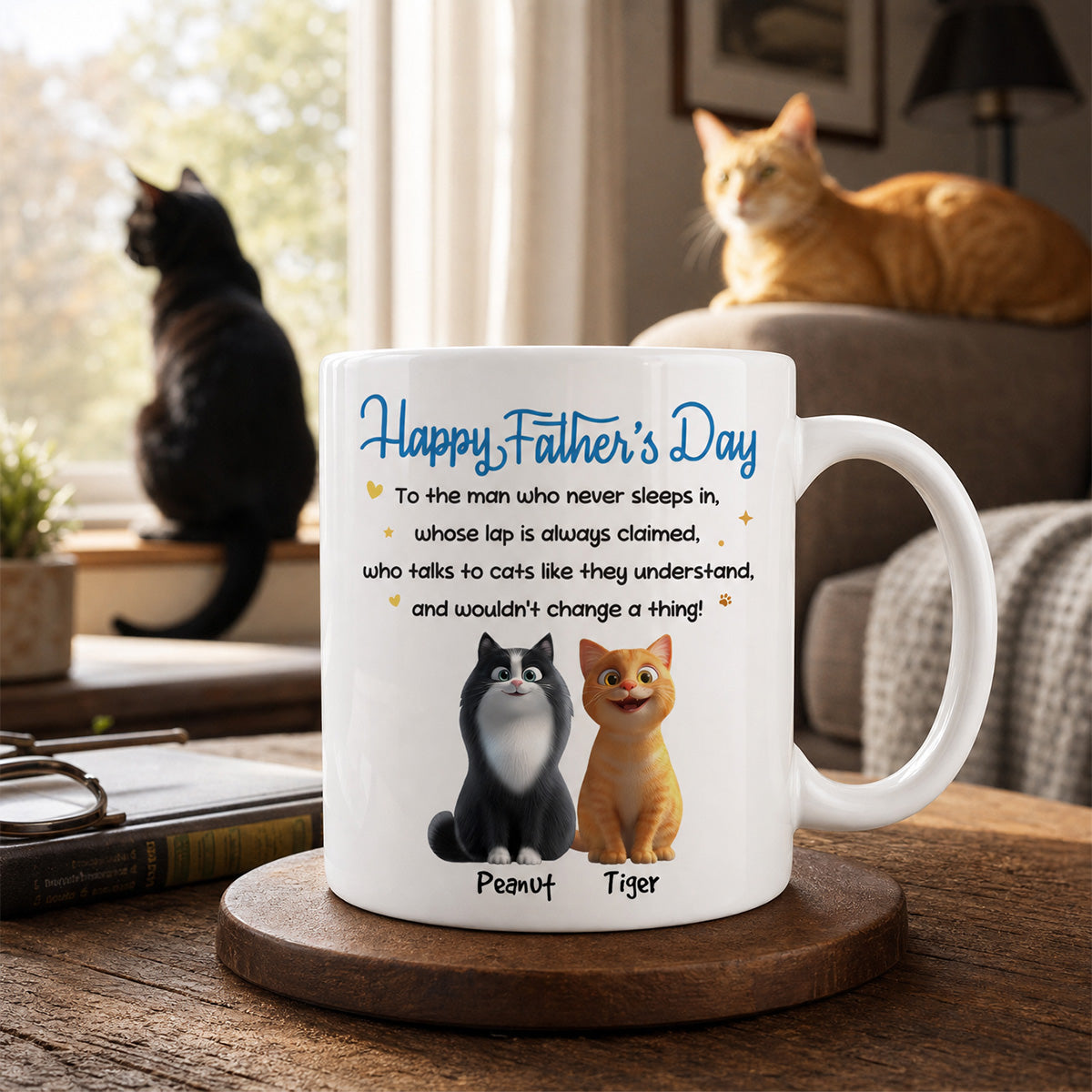 Happy Father's Day To Cat Dad - Personalized Mug