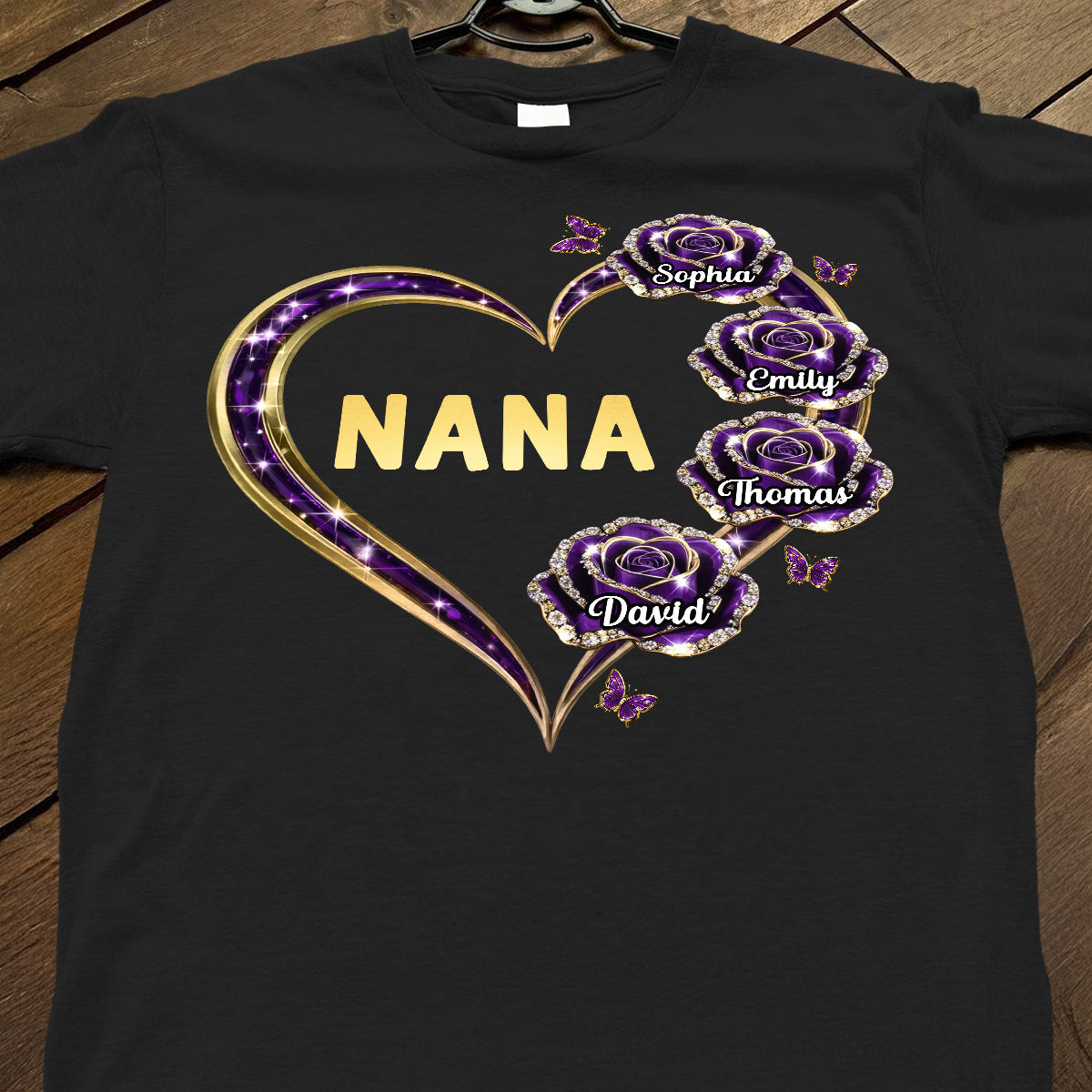 Grandma Rose Heart Custom Kids Names - Personalized Shirt - Gift For Grandma, Mom
